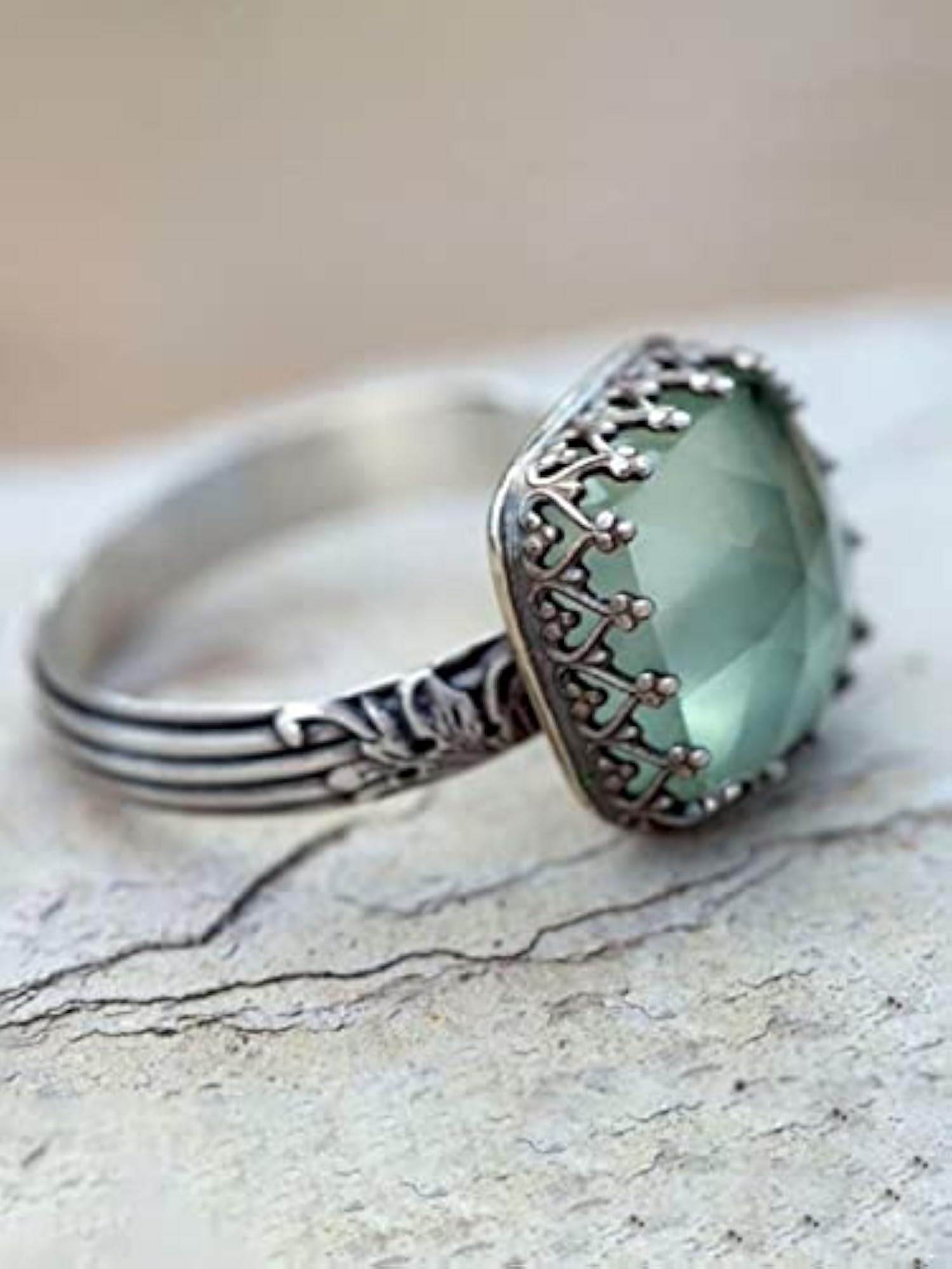 Oxidised Stone Studded Ring, Flattering Design